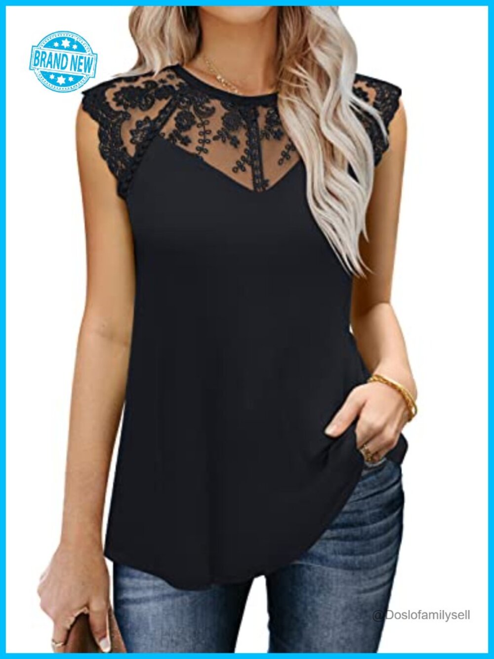 Women's Lace Floral Sleeveless Tank Top Casual Loose Blouse